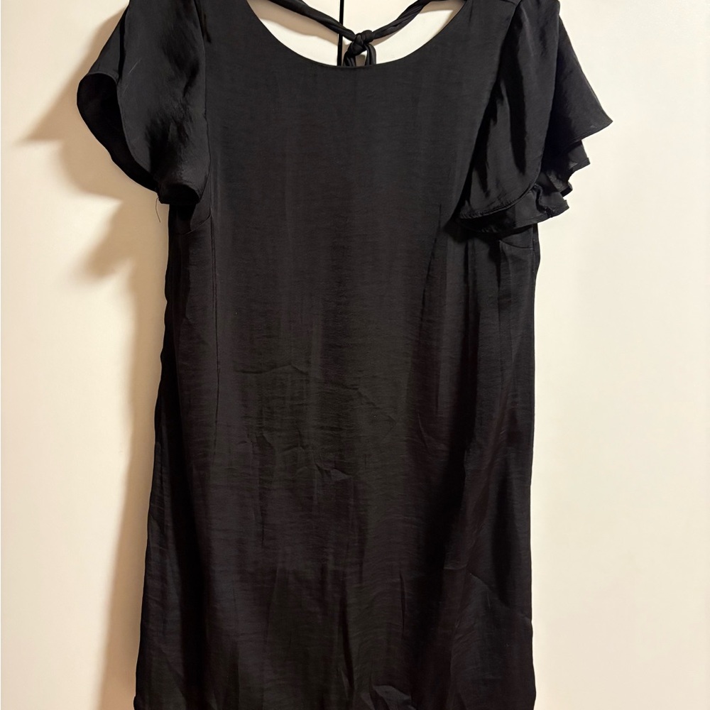 Naked Zebra Woman’s Flutter Sleeve Elegant Black Dress